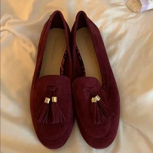 Burgundy loafers, suede, size 7 1/2